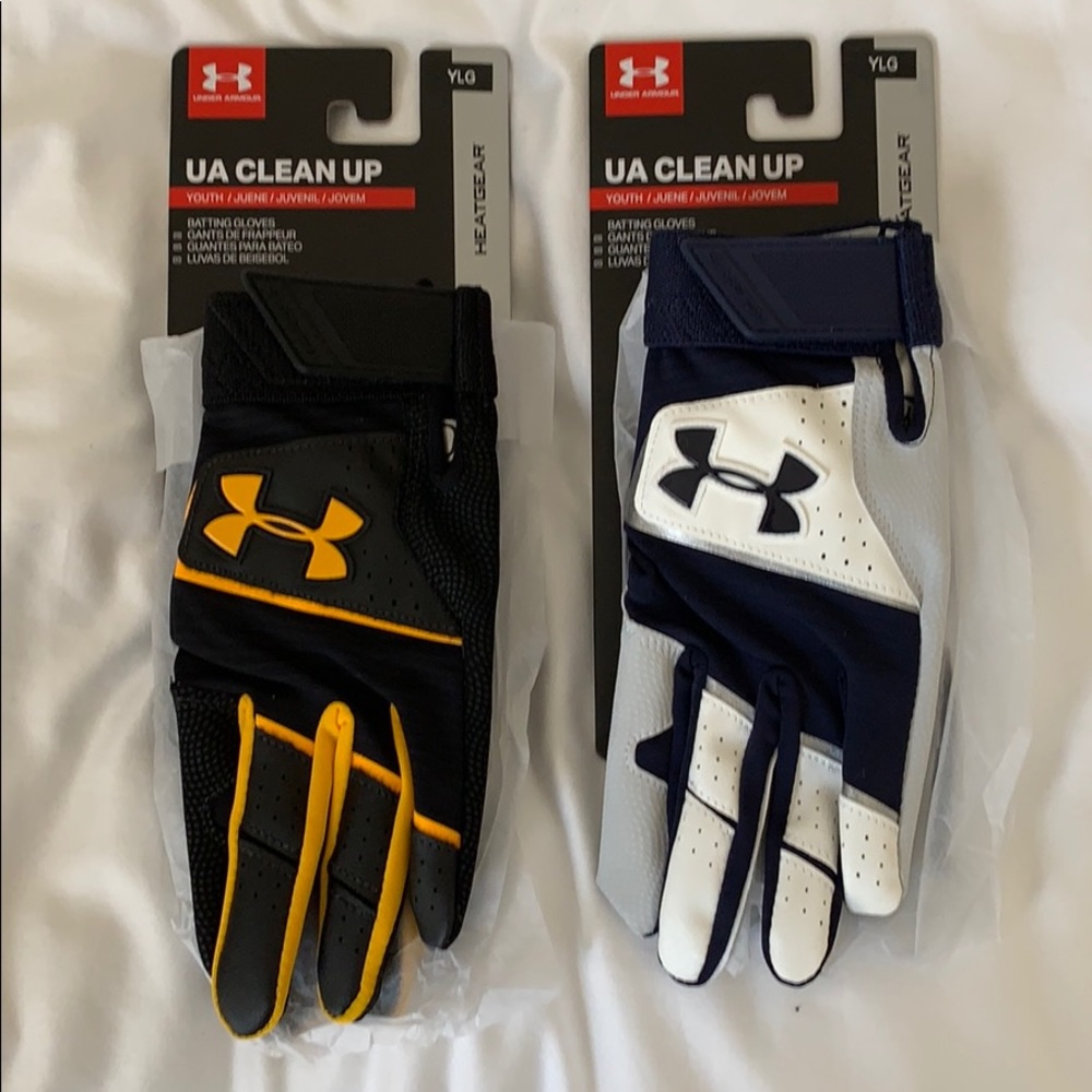 2 Pairs of Under Armour Boys Baseball Gloves